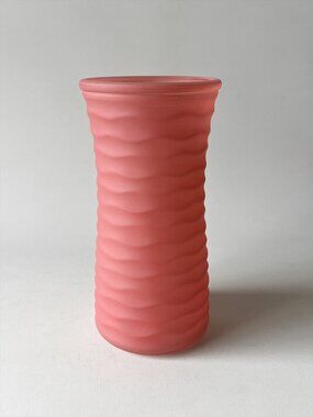 Frosted Pink Ribbed Glass Flower Vase Syndicate Sales Inc.  8.5"